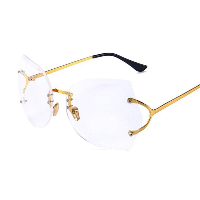 Cat Eye Eyeglasses Women Sunglasses Rimless Clear Eyewear Frame Purple Gradient Elegant Optics Rimless Sunglasses
