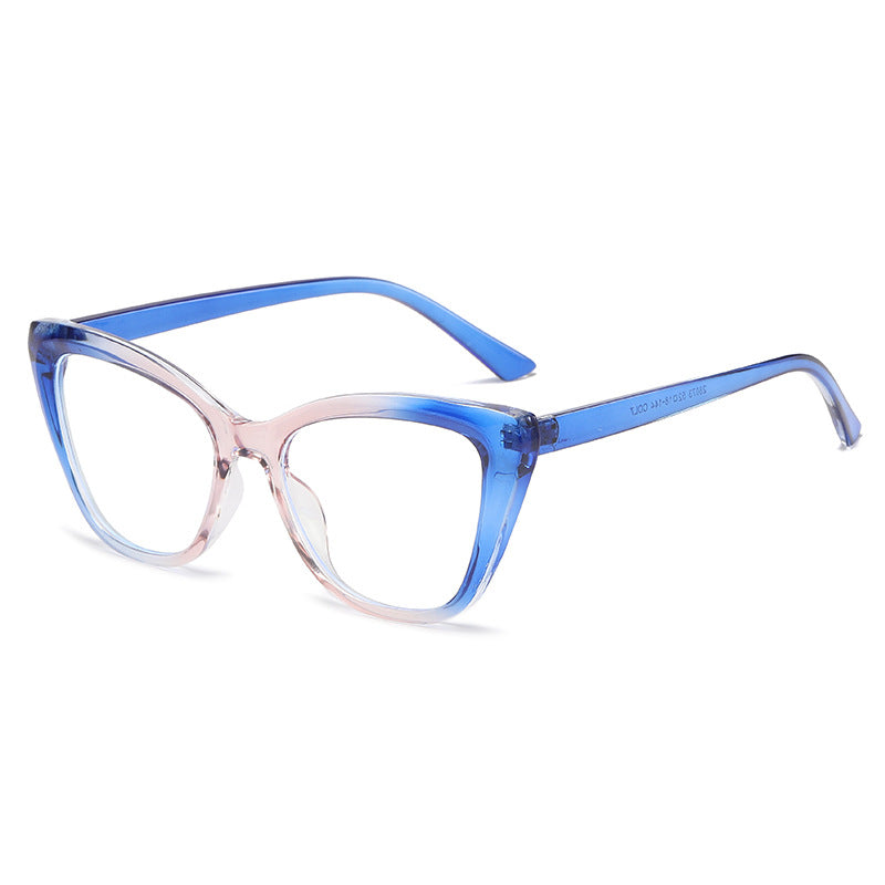 Color blocking anti blue light cat eye flat mirror new style glasses frame fashionable and versatile plain glasses frame