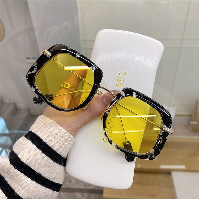 Vintage Women's Sunglasses For Female Male Sun Glasses Brand Designer Big Frame Colorful Eyewear UV400