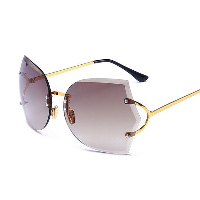 Cat Eye Eyeglasses Women Sunglasses Rimless Clear Eyewear Frame Purple Gradient Elegant Optics Rimless Sunglasses
