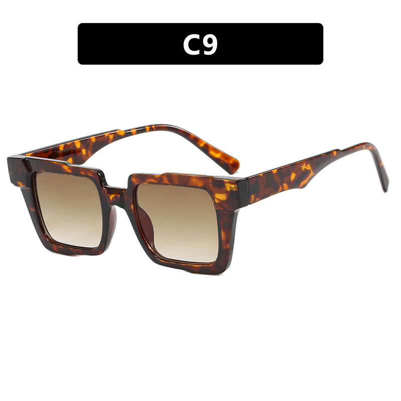 Square color blocked glasses frame, anti blue light flat lens, fashionable ins glasses frame, high-end feel, exaggerated personality, female