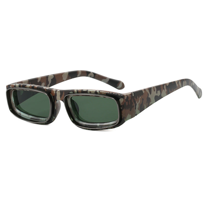 Narrow frame square sunglasses, new personalized double circle fashionable street photography sunglasses