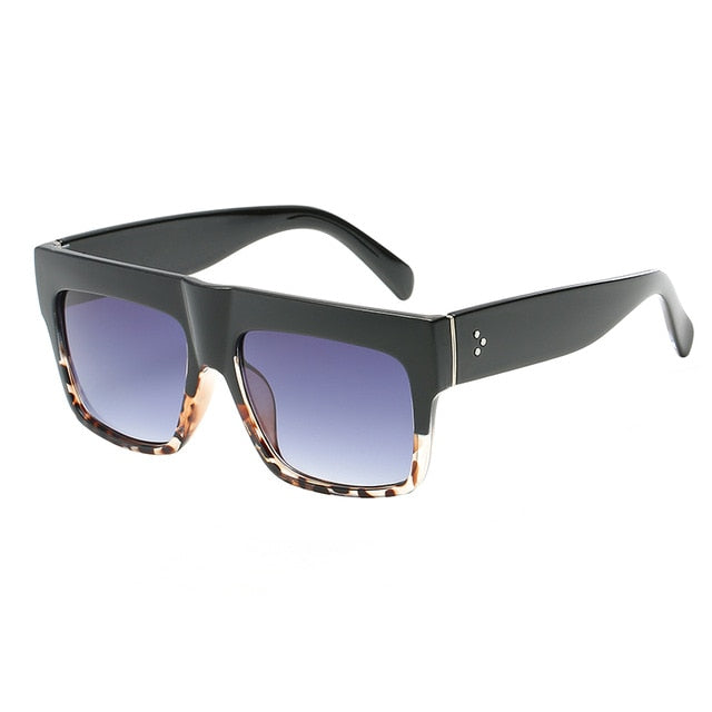 Vintage Lady Square Sunglasses Women Kim Kardashian Rivet Eyewear Flat Top Sun Glasses Female