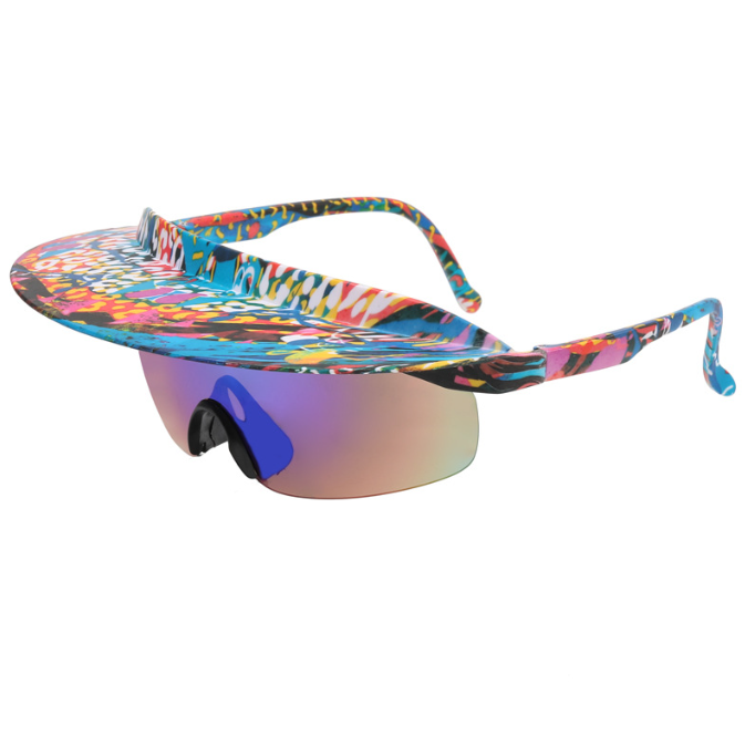 New large frame riding glasses for men and women's fashionable colorful hat sunglasses personalized brim sunglasses