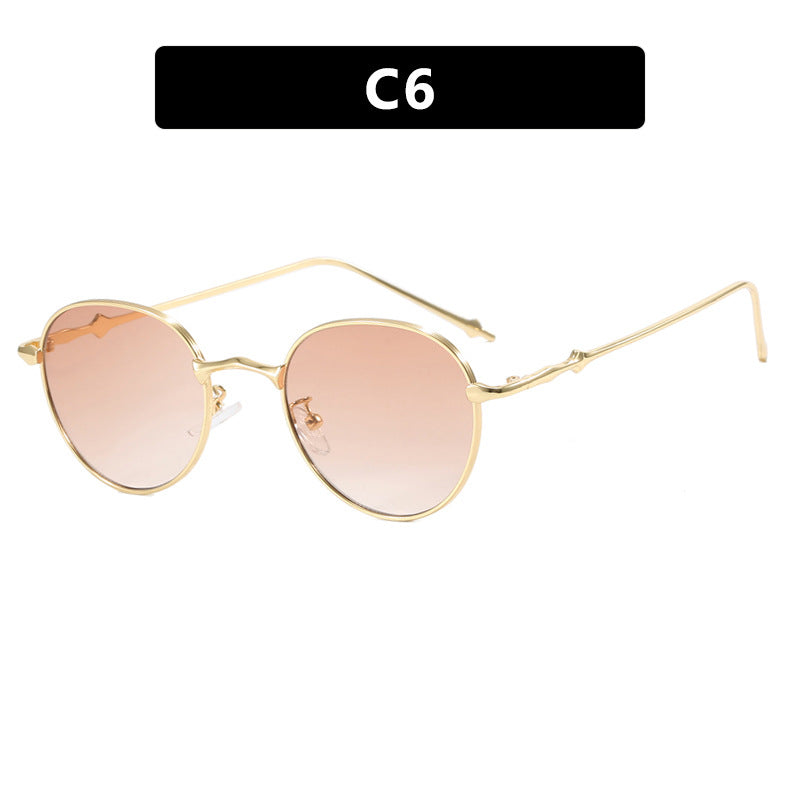 New round retro metal four leaf star fashionable sunglasses
