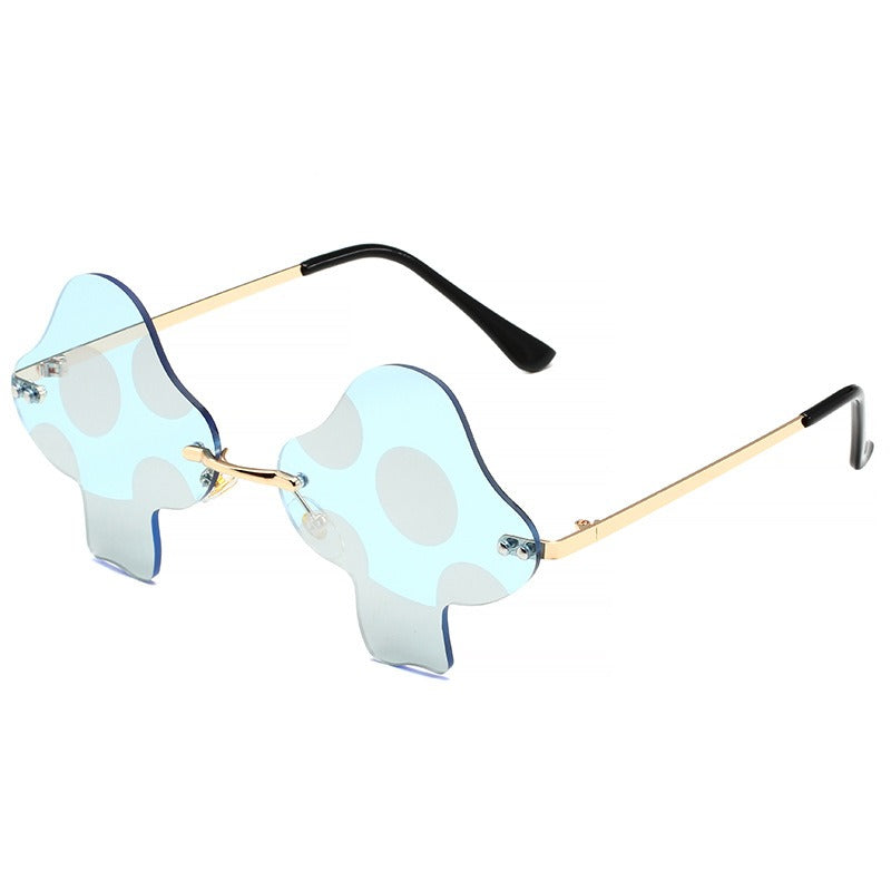 Mushroom Sunglasses Ladies Super Maria Retro Steam Mushroom Rimless Glasses Fashion Prom Party Eyewear Oculos De Sol