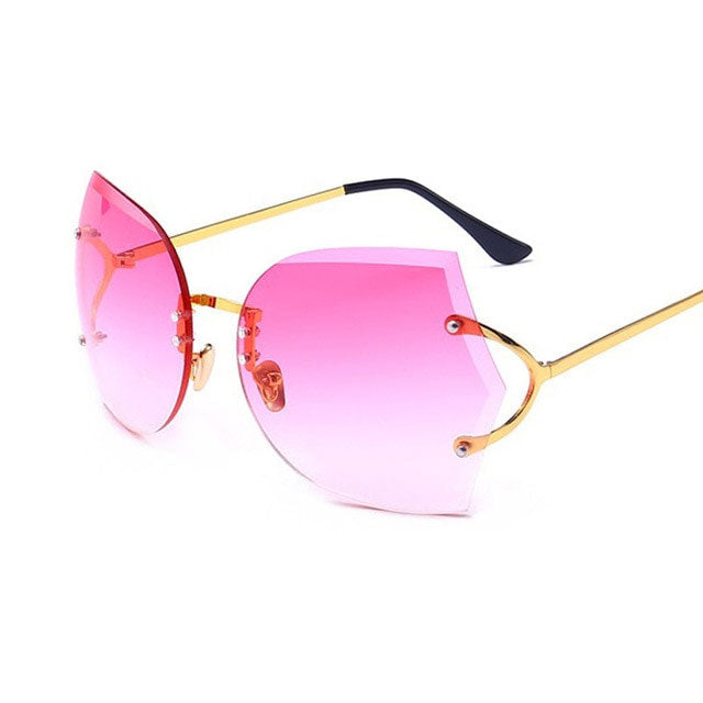 Cat Eye Eyeglasses Women Sunglasses Rimless Clear Eyewear Frame Purple Gradient Elegant Optics Rimless Sunglasses