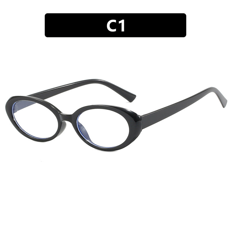 Retro oval eyeglass frame, anti blue light fashionable, can be matched with prescription plain glasses, can be matched with myopia eyeglass frame, college