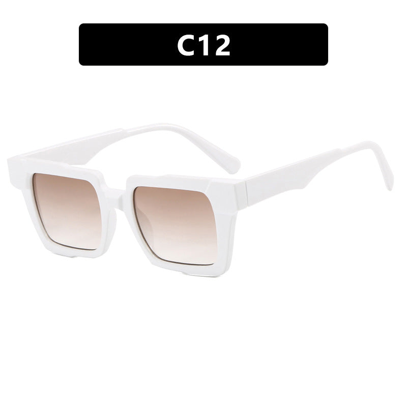Square color blocked glasses frame, anti blue light flat lens, fashionable ins glasses frame, high-end feel, exaggerated personality, female