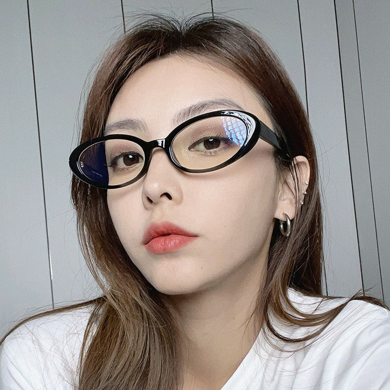 Retro oval fashionable glasses frame anti blue light millennium can be matched with myopia degree plain face glasses frame women's glasses frame
