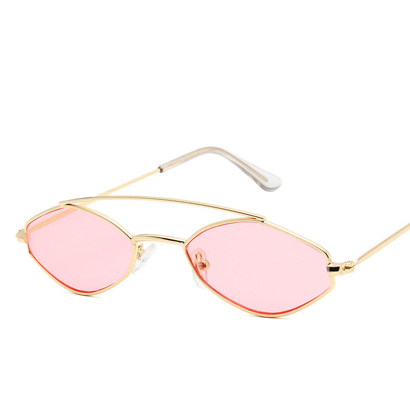 Sunglasses for women, fashionable polygonal small frame sunglasses for men, personalized double bridge glasses