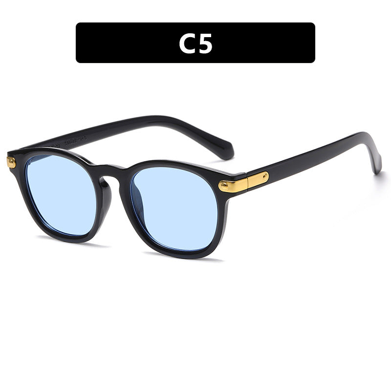 Retro round frame sunglasses for men, new ins sunscreen street photography, personalized and fashionable sunglasses