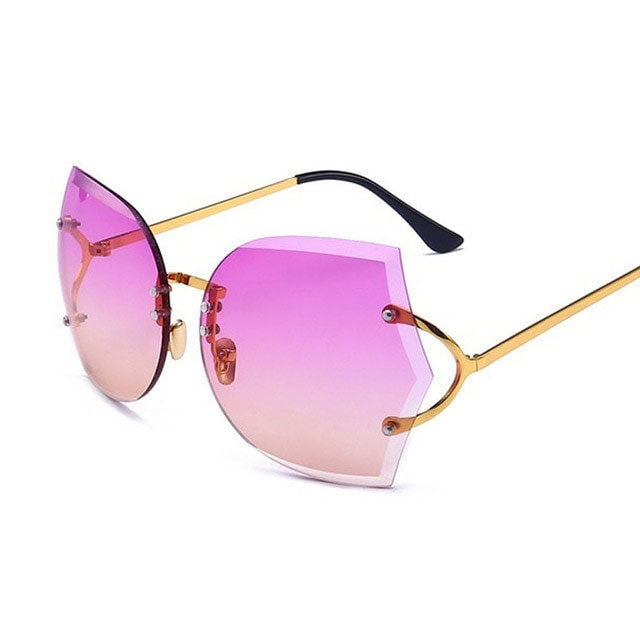 Cat Eye Eyeglasses Women Sunglasses Rimless Clear Eyewear Frame Purple Gradient Elegant Optics Rimless Sunglasses
