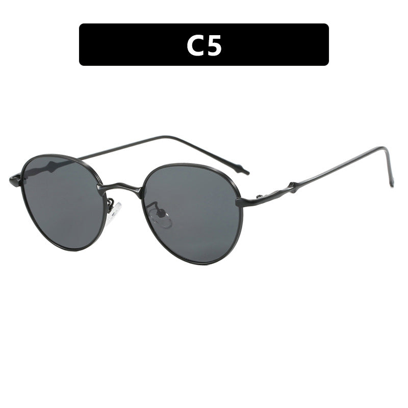 New round retro metal four leaf star fashionable sunglasses