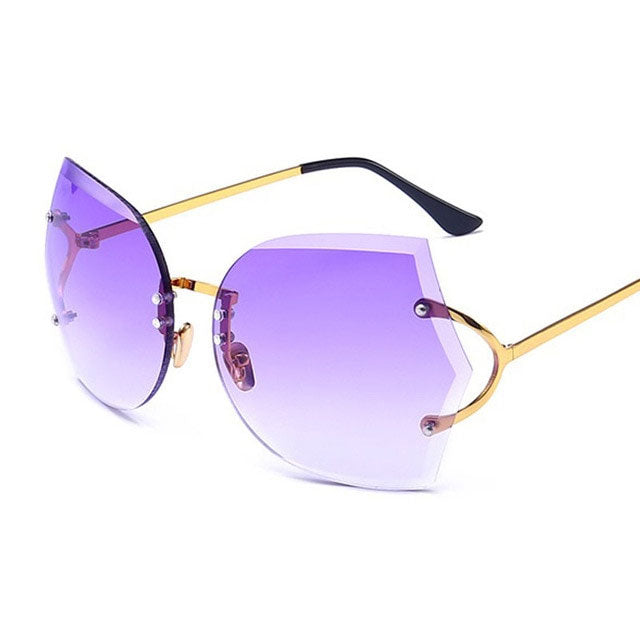 Cat Eye Eyeglasses Women Sunglasses Rimless Clear Eyewear Frame Purple Gradient Elegant Optics Rimless Sunglasses