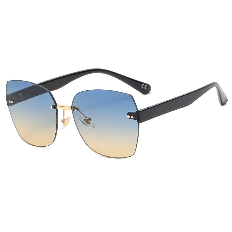New Style Fashionable Large Frame Cut Edge Sunglasses Street Photography Trend Color Sunglasses Wear Glasses