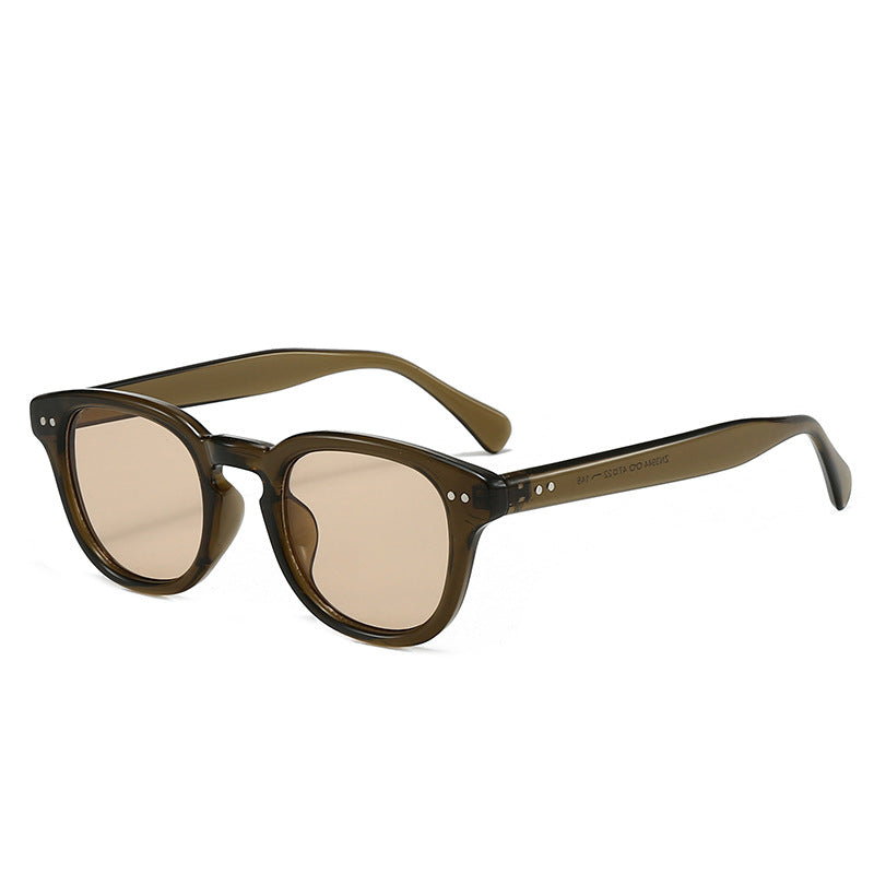 Square Frame Sunglasses with Metal Rivets UV Protection, Fashionable Everyday Wear, Casual Sun Glasses