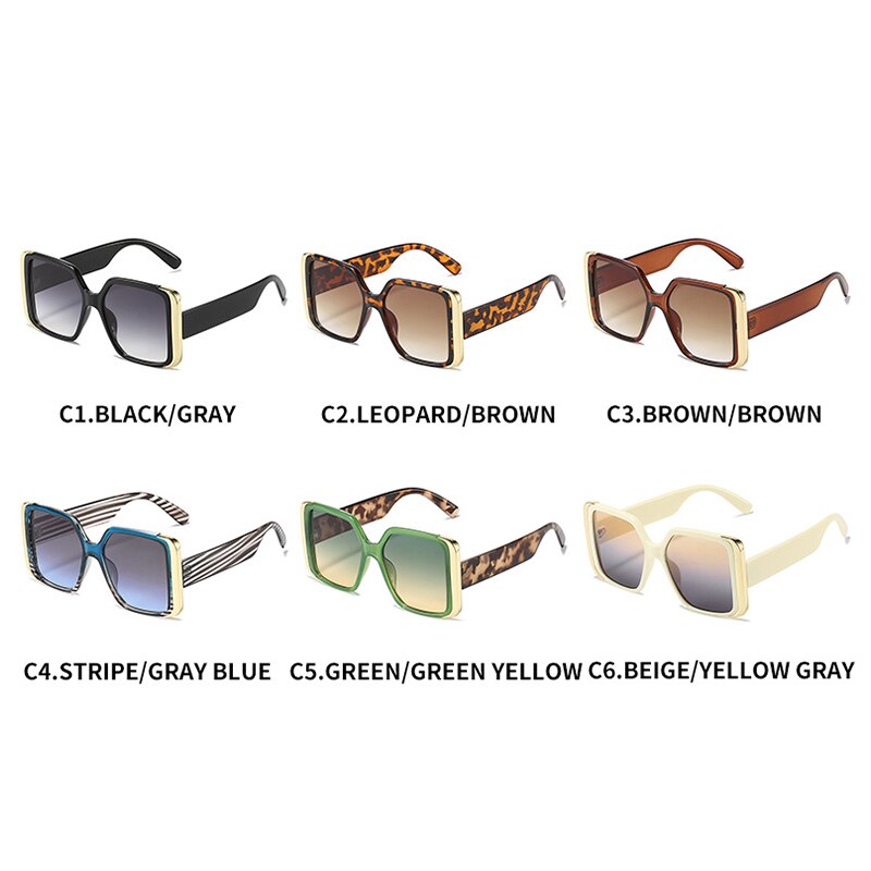 Square Women's Sunglasses Trend Luxury Brand Designer Oversize Sun Glasses Female Vintage UV400 Protection Eyewear