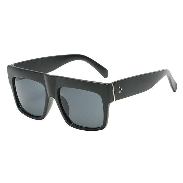 Vintage Lady Square Sunglasses Women Kim Kardashian Rivet Eyewear Flat Top Sun Glasses Female