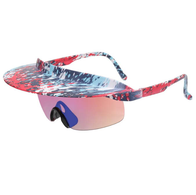 New large frame riding glasses for men and women's fashionable colorful hat sunglasses personalized brim sunglasses