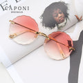 Rimless Sunglasses Women Rosie Flower Shaped Round Women's Fashion Gradient Glasses Trendy Vintage Designer Eyewear