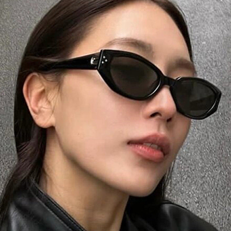 Mi nail small frame spicy girl same style small frame fashionable decoration trendy sunshade concave shaped sunglasses