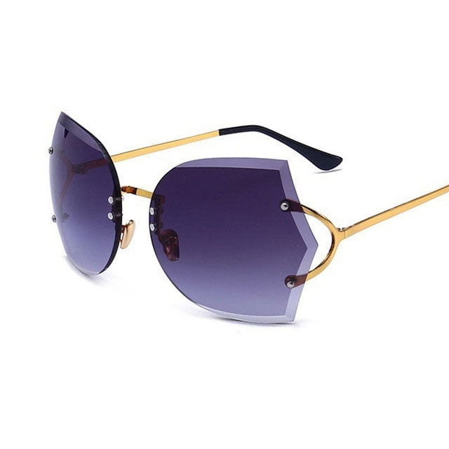 Cat Eye Eyeglasses Women Sunglasses Rimless Clear Eyewear Frame Purple Gradient Elegant Optics Rimless Sunglasses