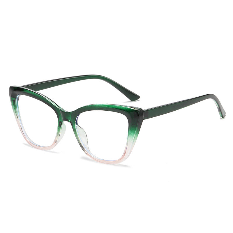 Color blocking anti blue light cat eye flat mirror new style glasses frame fashionable and versatile plain glasses frame