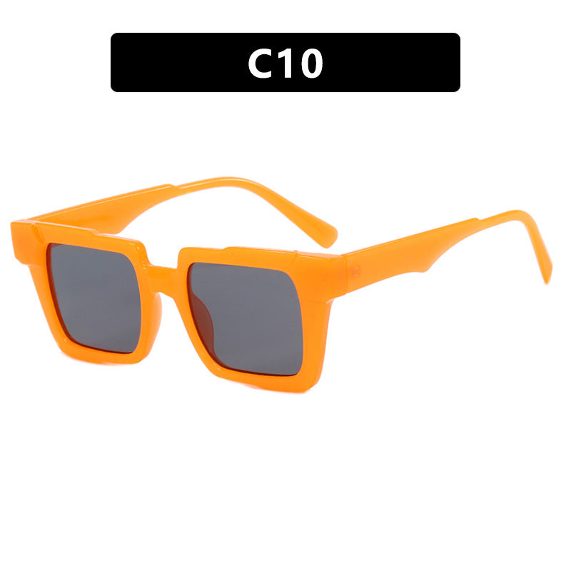 Square color blocked glasses frame, anti blue light flat lens, fashionable ins glasses frame, high-end feel, exaggerated personality, female
