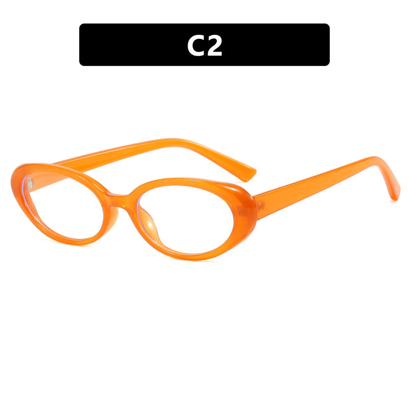 Retro oval fashionable glasses frame anti blue light millennium can be matched with myopia degree plain face glasses frame women's glasses frame