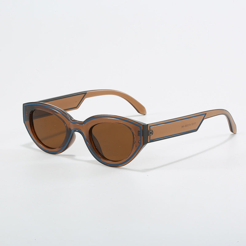 Fashionable new personalized cat eye line sunglasses for men and women, Instagram popular versatile retro oval dot paint sunglasses
