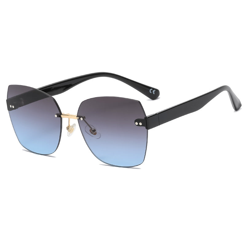 New Style Fashionable Large Frame Cut Edge Sunglasses Street Photography Trend Color Sunglasses Wear Glasses