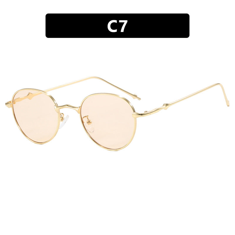 New round retro metal four leaf star fashionable sunglasses