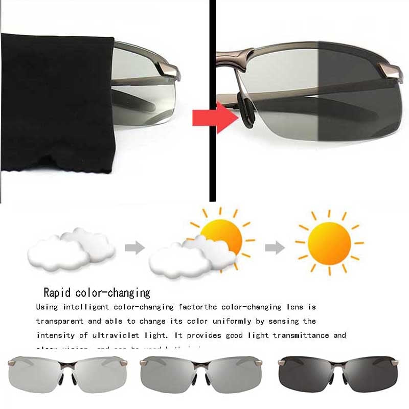 Photochromic Sunglasses Men Polarized driving Chameleon Glasses Male Change Color SunGlasses Day Night Vision Driving Eyewear