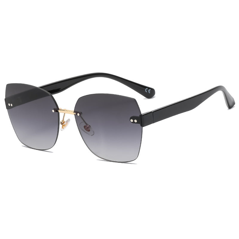 New Style Fashionable Large Frame Cut Edge Sunglasses Street Photography Trend Color Sunglasses Wear Glasses