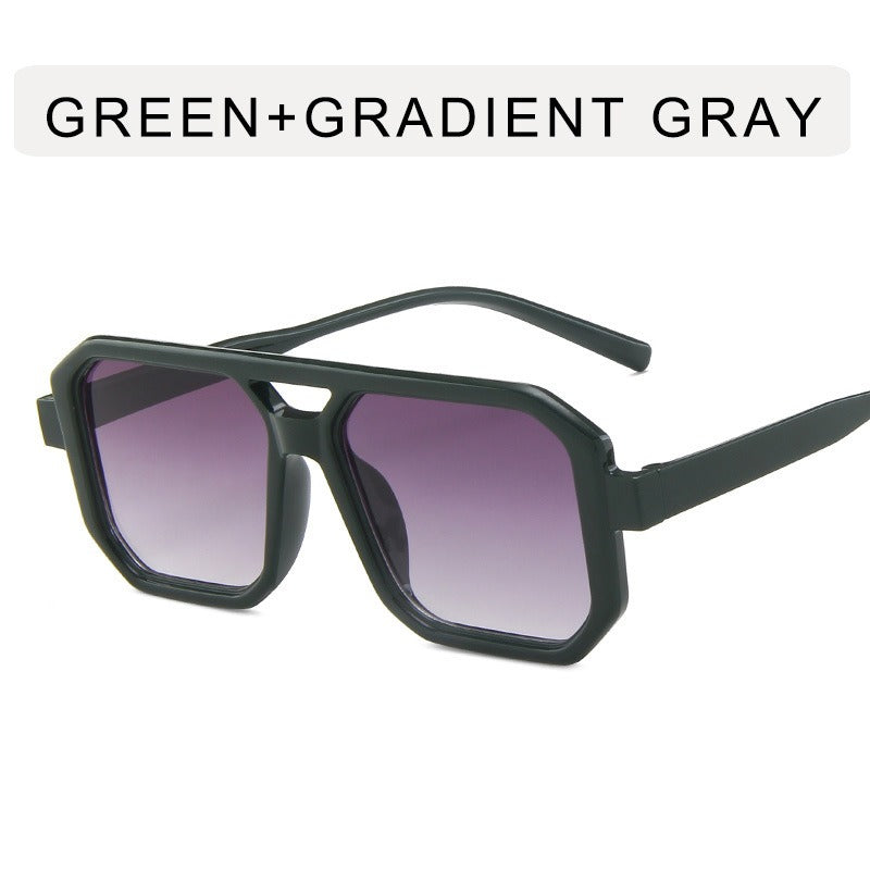 Retro double beam sunglasses, European and American new personalized small frame sunglasses, fashionable retro square minimalist sunglasses trend