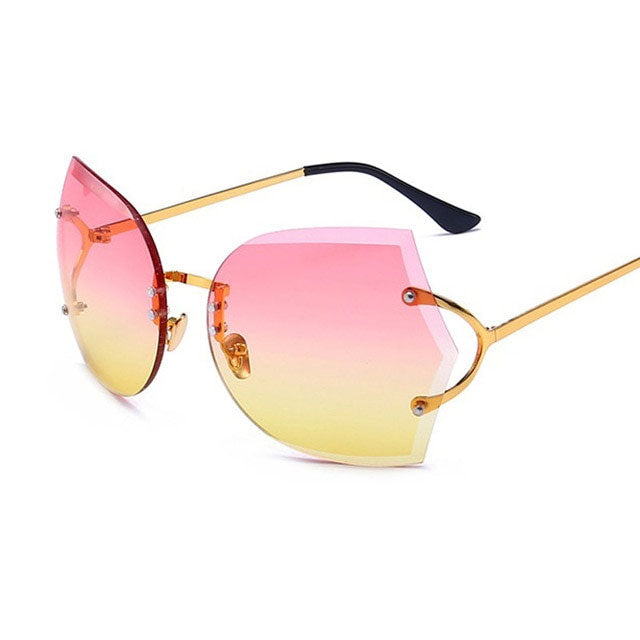 Cat Eye Eyeglasses Women Sunglasses Rimless Clear Eyewear Frame Purple Gradient Elegant Optics Rimless Sunglasses