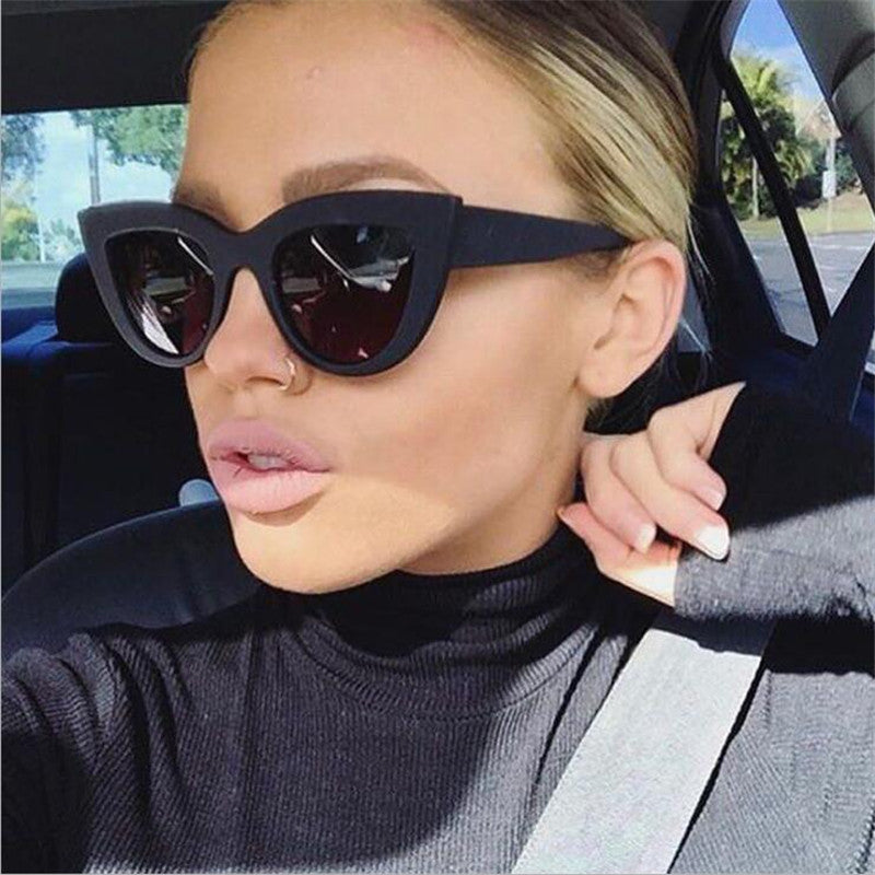 Cat Eye Women Sunglasses Tinted Color Lens Men Vintage Shaped Sun Glasses Female Eyewear Blue Sunglasses