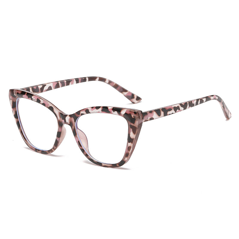 Color blocking anti blue light cat eye flat mirror new style glasses frame fashionable and versatile plain glasses frame
