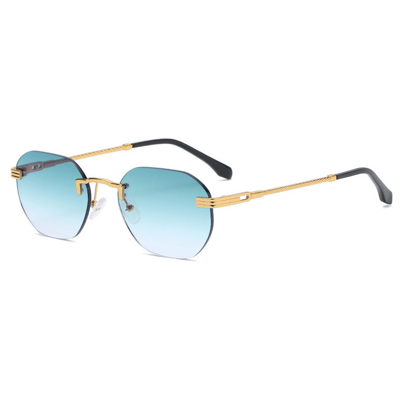 New Vintage Color Film Rimless Sunglasses For Men And Women Small Frame Street Hip-Hop Fashionable Sunglasses Trend Glasses