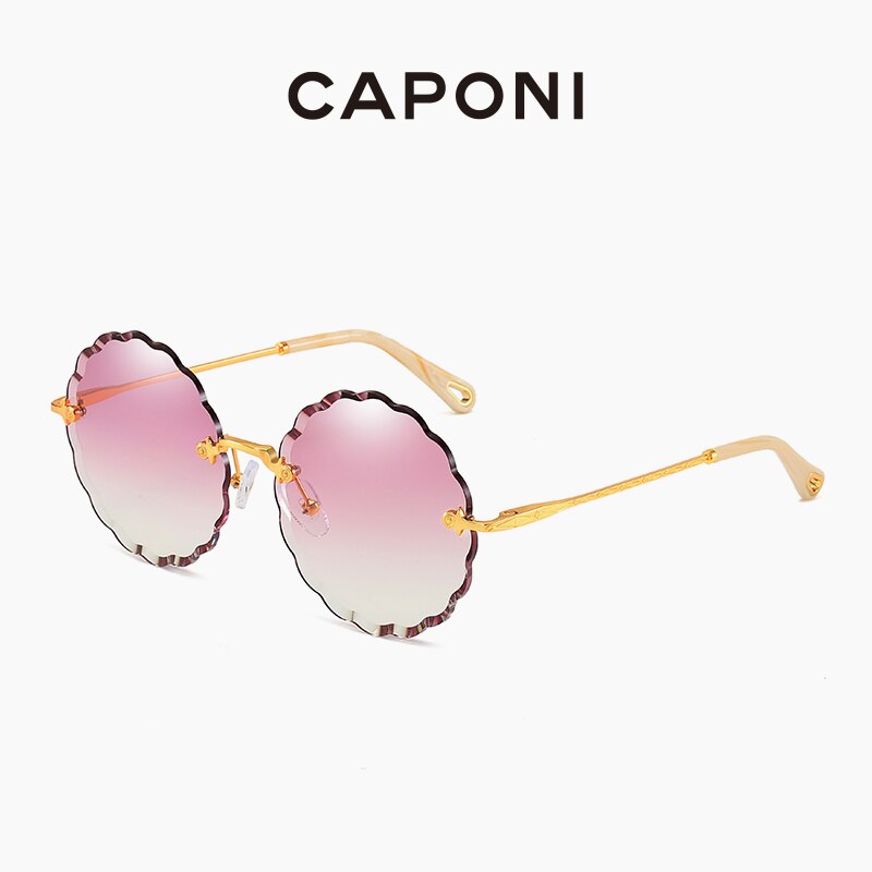 Rimless Sunglasses Women Rosie Flower Shaped Round Women's Fashion Gradient Glasses Trendy Vintage Designer Eyewear