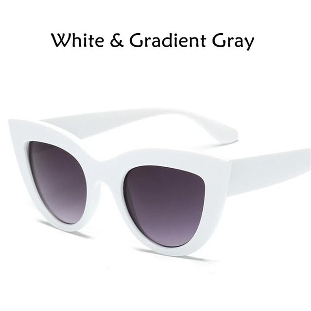 Cat Eye Women Sunglasses Tinted Color Lens Men Vintage Shaped Sun Glasses Female Eyewear Blue Sunglasses