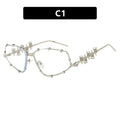 Diamond studded eyeglass frame, fashionable with diamond shaped flat mirror, internet famous street photography, large frame eyeglass frame