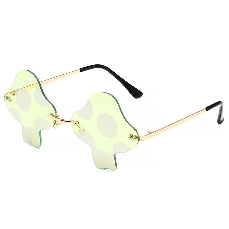 Mushroom Sunglasses Ladies Super Maria Retro Steam Mushroom Rimless Glasses Fashion Prom Party Eyewear Oculos De Sol