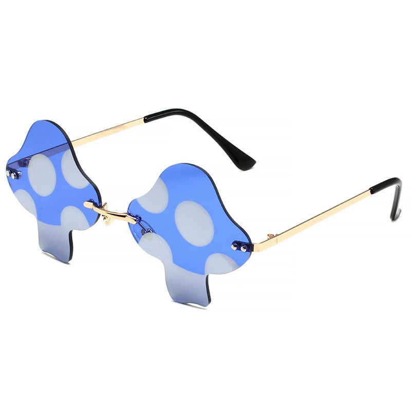Mushroom Sunglasses Ladies Super Maria Retro Steam Mushroom Rimless Glasses Fashion Prom Party Eyewear Oculos De Sol