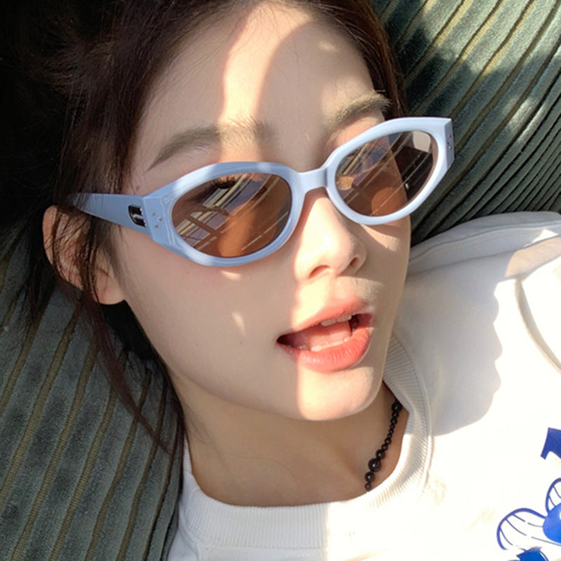 Mi nail small frame spicy girl same style small frame fashionable decoration trendy sunshade concave shaped sunglasses
