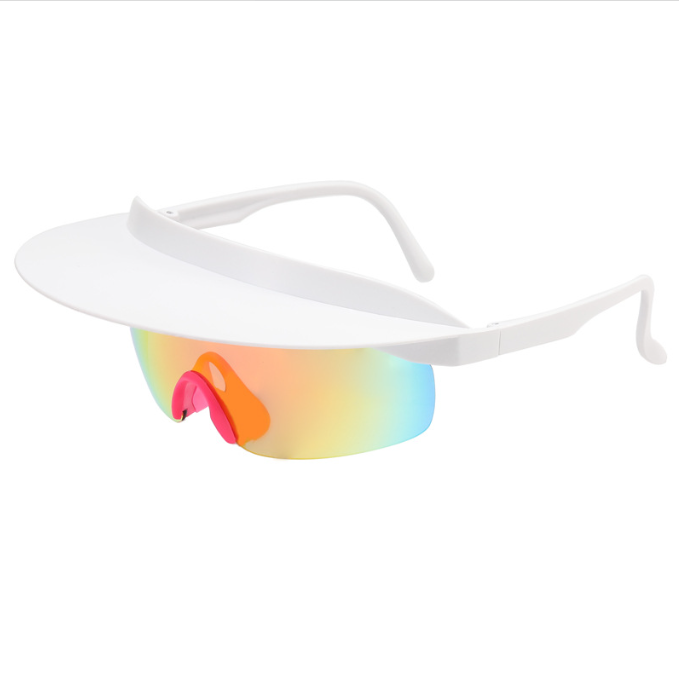 New large frame riding glasses for men and women's fashionable colorful hat sunglasses personalized brim sunglasses
