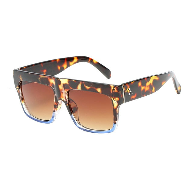 Vintage Lady Square Sunglasses Women Kim Kardashian Rivet Eyewear Flat Top Sun Glasses Female