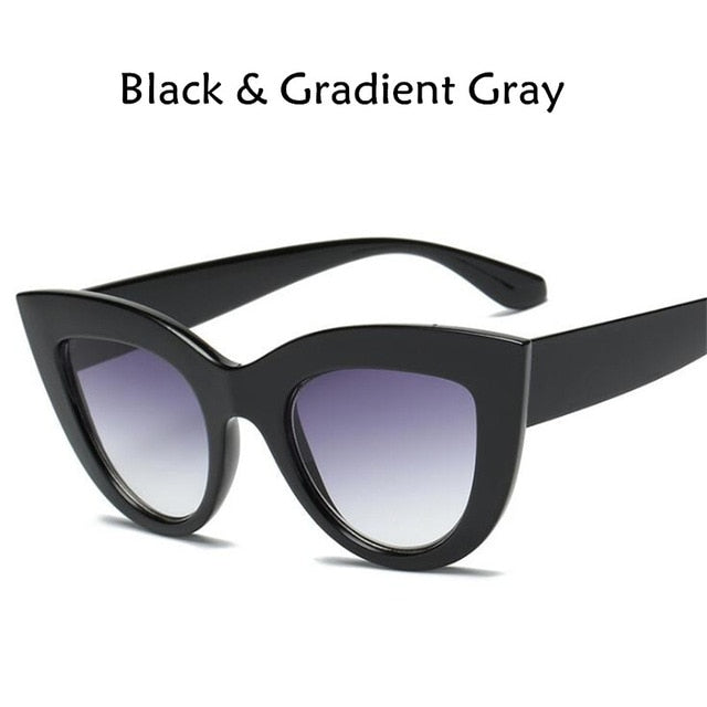 Cat Eye Women Sunglasses Tinted Color Lens Men Vintage Shaped Sun Glasses Female Eyewear Blue Sunglasses