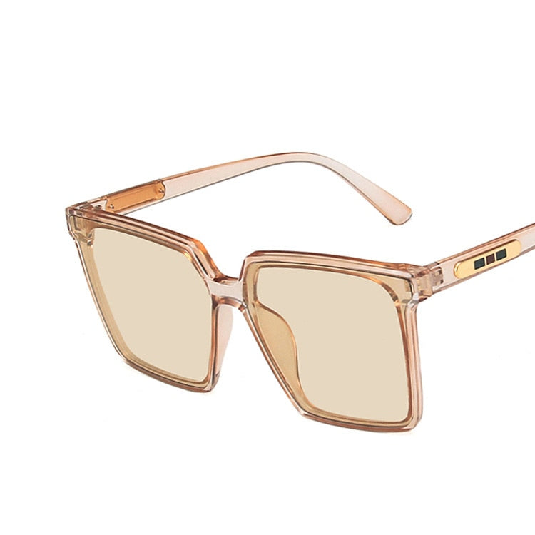 New Vintage Square Oversized Sunglasses Women Men Brand Designer Transparent Gradient Sun Glasses Big Frame Eyewear UV400